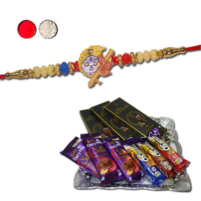 "Rakhi - FR- 8390 A (Single Rakhi), Choco Thali - code RC15 - Click here to View more details about this Product